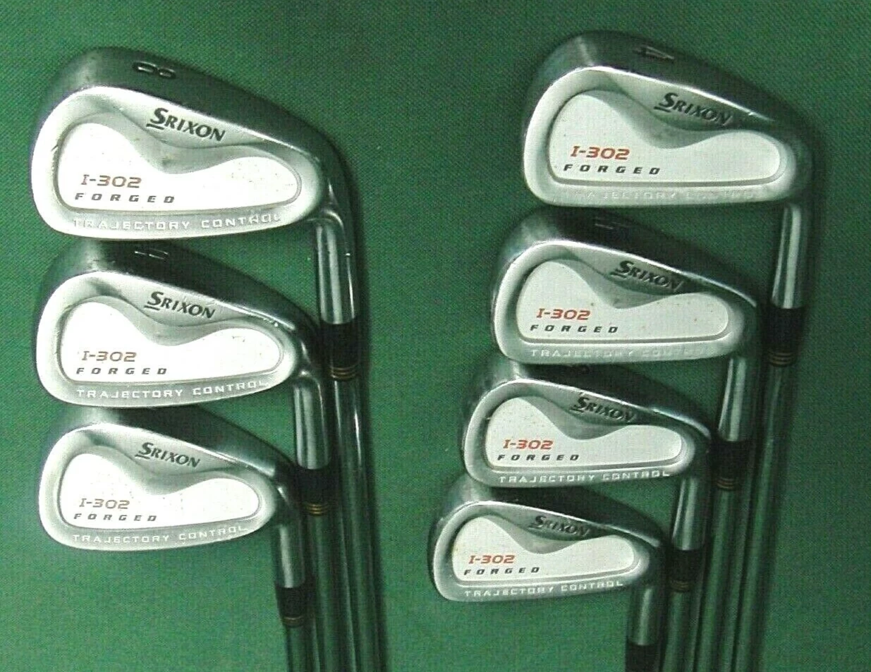 Set Of 7 X Srixon I-302 Forged Irons 4-PW Stiff Steel Shafts Mixed Grips 4 Set Of 7 X Srixon I-302 Forged Irons 4-PW Stiff Steel Shafts Mixed Grips - Image 2
