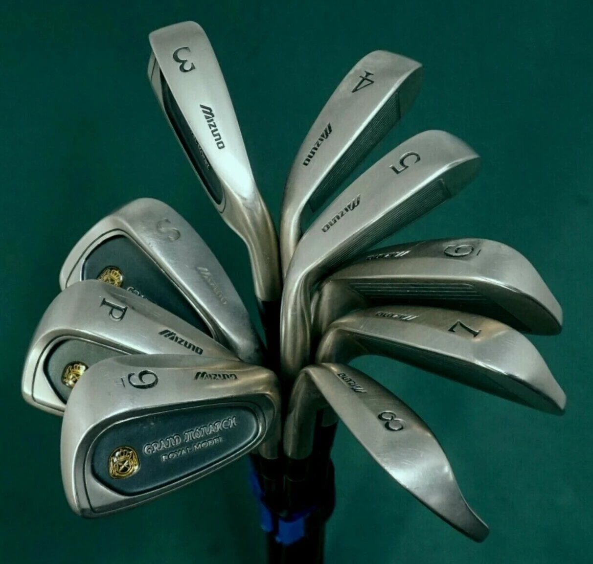 Collectors Set Of 9 X Mizuno Grand Monarch Royal Model Irons 3-SW Seniors Shafts 3 Collectors Set Of 9 X Mizuno Grand Monarch Royal Model Irons 3-SW Seniors Shafts