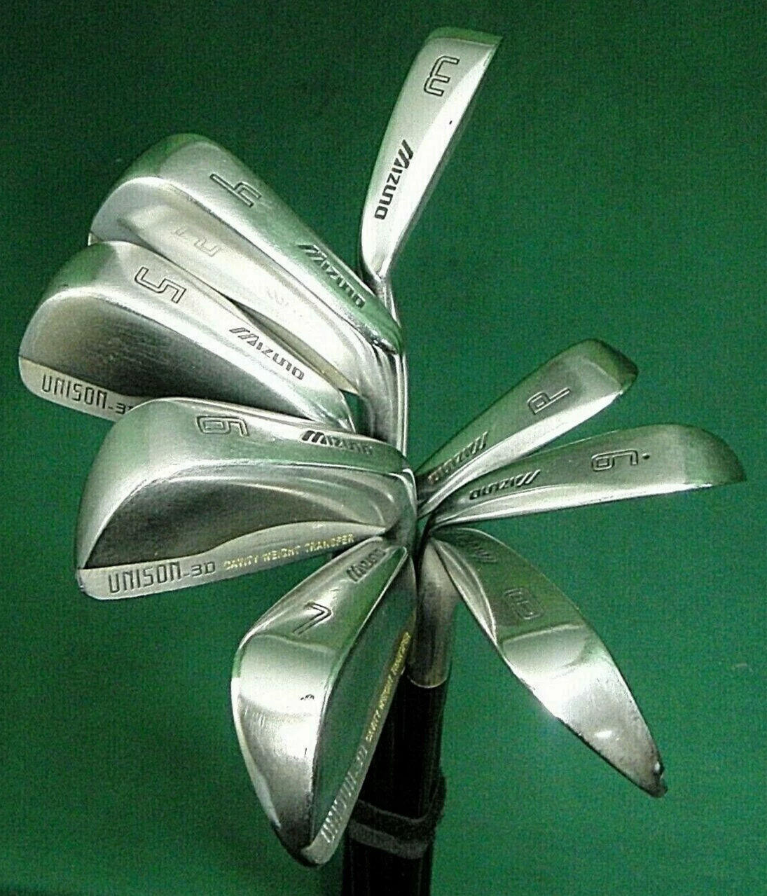 Set Of 8 X Mizuno Unison-3D Irons 3-PW Extra Stiff Graphite Shafts 3 Set Of 8 X Mizuno Unison-3D Irons 3-PW Extra Stiff Graphite Shafts