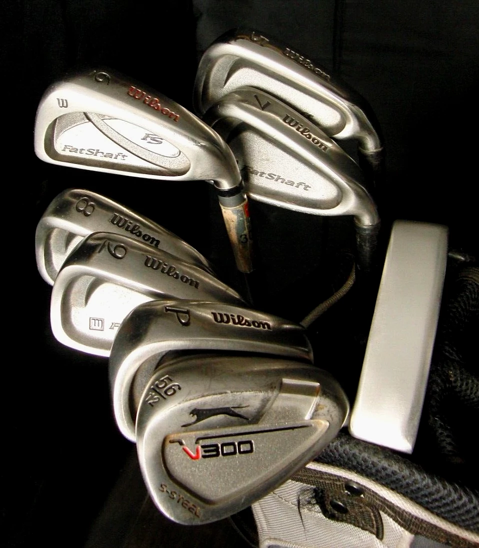 Wilson, TaylorMade, Slazenger, & Ben Sayers Set Of Wilson Fat Shaft 5-SW +Driver +3 Wood + 5 Wood +Putter +Bag 4 Wilson, TaylorMade, Slazenger, & Ben Sayers Set Of Wilson Fat Shaft 5-SW +Driver +3 Wood + 5 Wood +Putter +Bag - Image 2