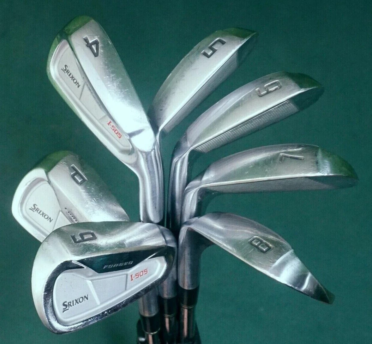 Set Of 7 X Srixon I-505 Forged Irons 4-PW Stiff Steel Shafts Srixon Grips 3 Set Of 7 X Srixon I-505 Forged Irons 4-PW Stiff Steel Shafts Srixon Grips