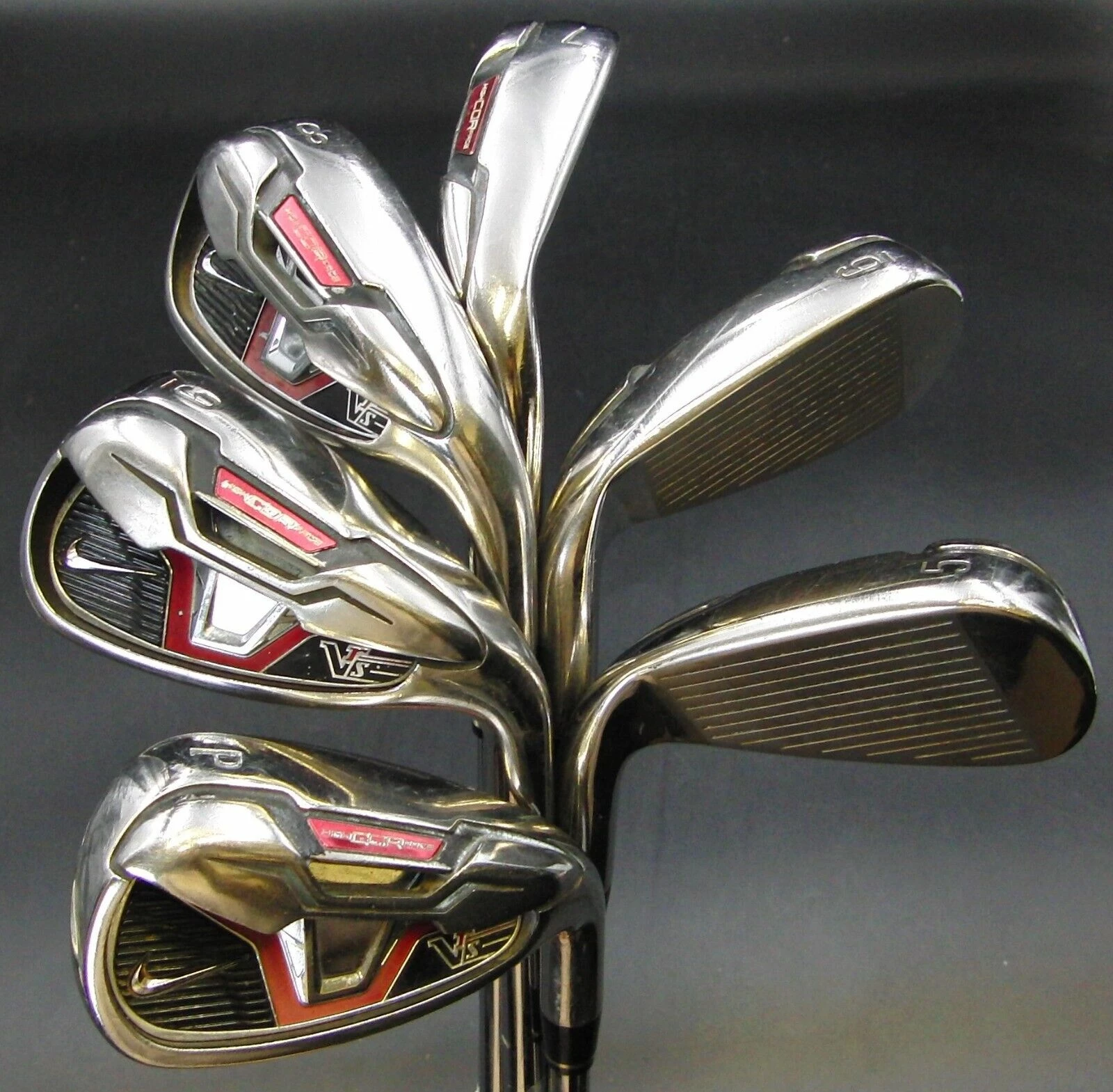 Set Of 6 X Nike VRS High Corface Irons 5-PW Regular Steel Shaft Mixed Grips 3 Set Of 6 X Nike VRS High Corface Irons 5-PW Regular Steel Shaft Mixed Grips