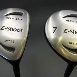 Set Of 2x Japanese E-Shoot Heavy Sole 19° 5 & 24º 7 Wood Regular Graphite Shaft