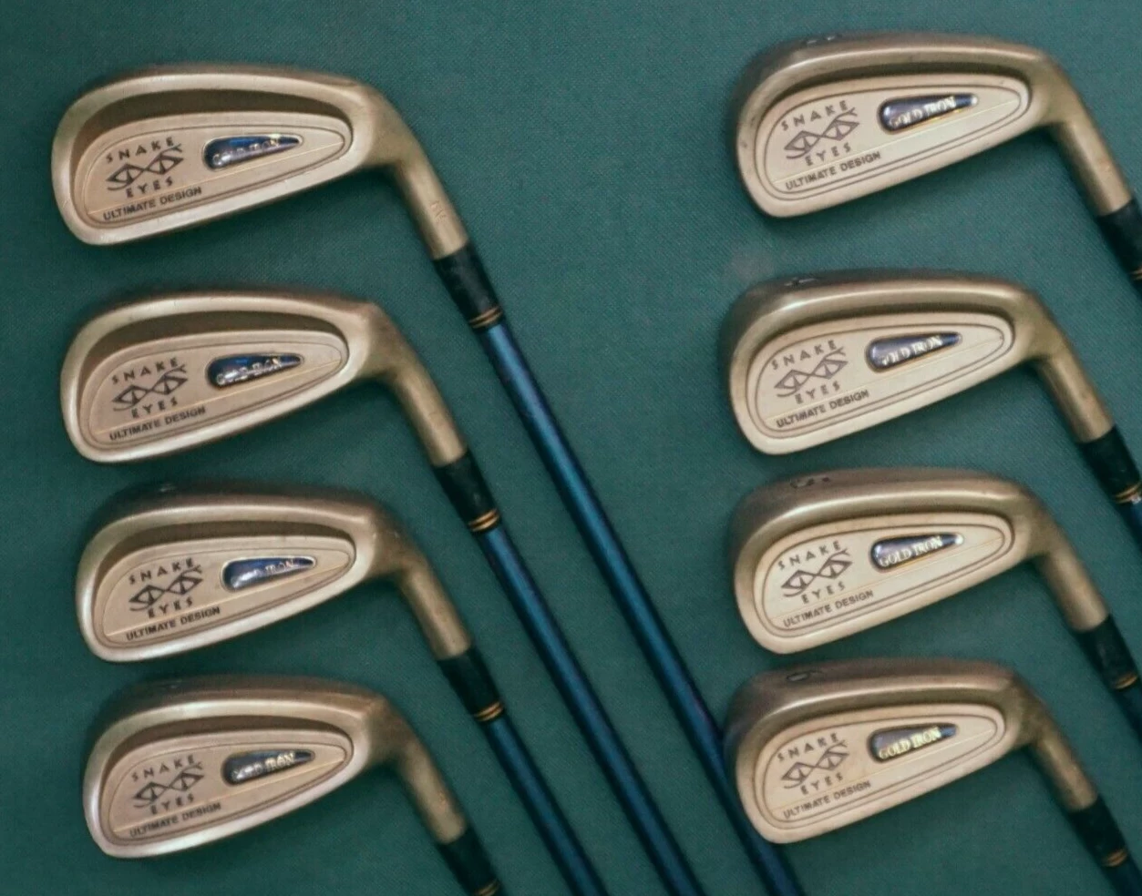 Set Of 8 X Snake Eyes Ultimate Design Gold Irons 3-PW Regular Graphite Shafts 4 Set Of 8 X Snake Eyes Ultimate Design Gold Irons 3-PW Regular Graphite Shafts - Image 2