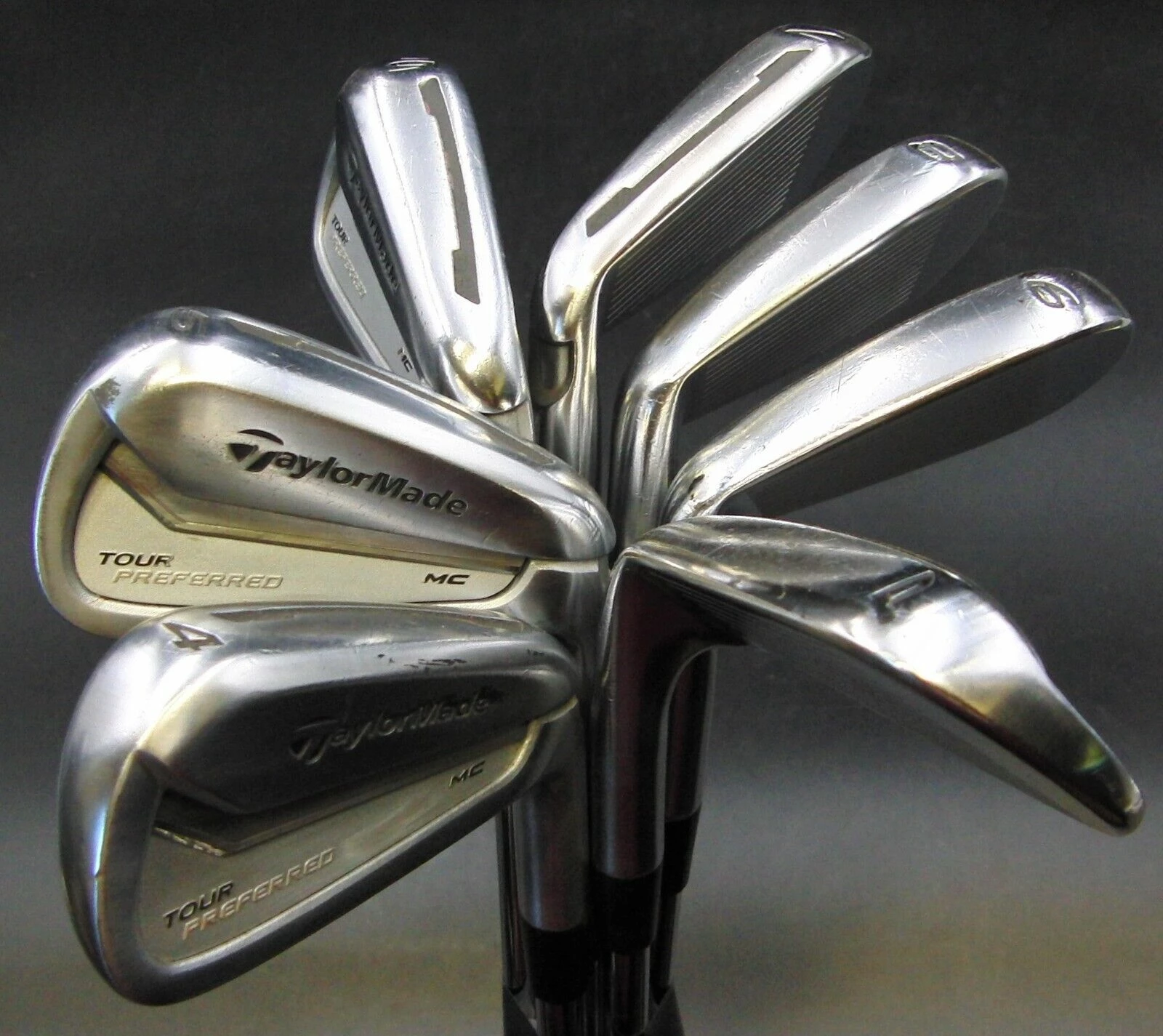 Set Of 7 X TaylorMade Tour Preferred MC Irons 4-PW Regular Steel Shafts 3 Set Of 7 X TaylorMade Tour Preferred MC Irons 4-PW Regular Steel Shafts