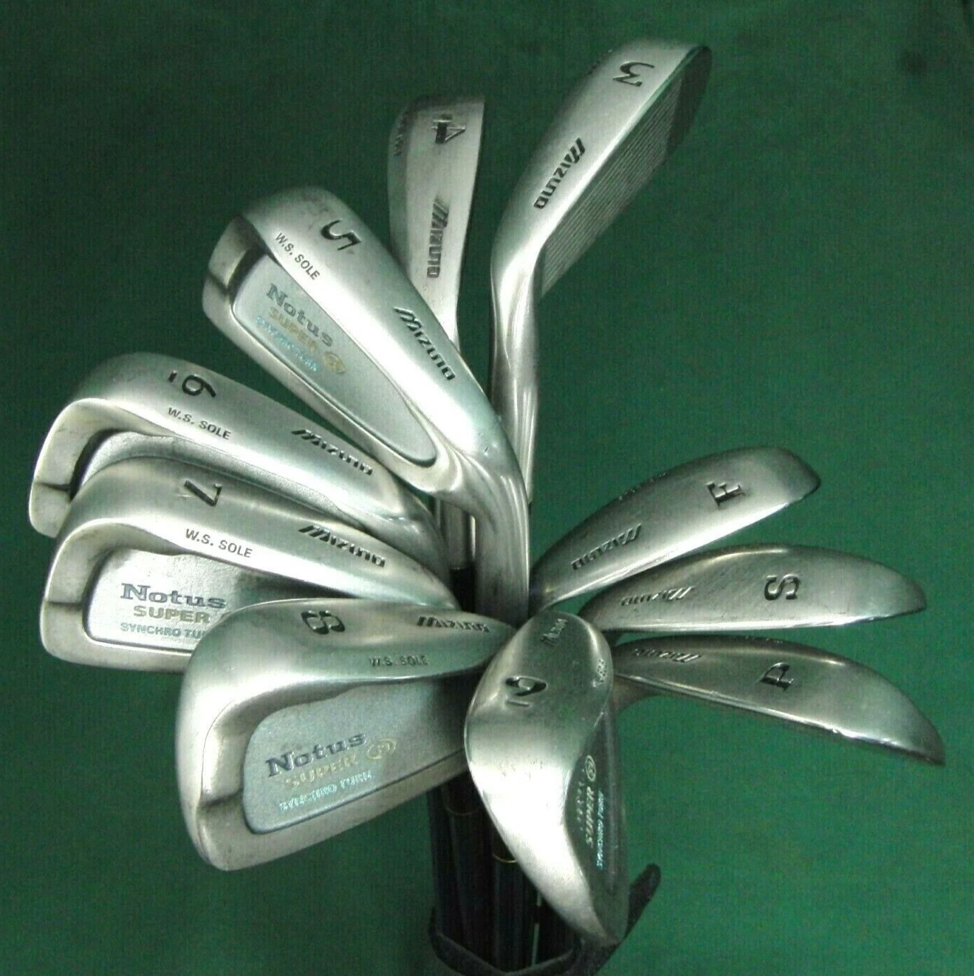 Set Of 10 X Mizuno Notus Super Irons 3-SW + F Wedge Regular Graphite Shafts 3 Set Of 10 X Mizuno Notus Super Irons 3-SW + F Wedge Regular Graphite Shafts