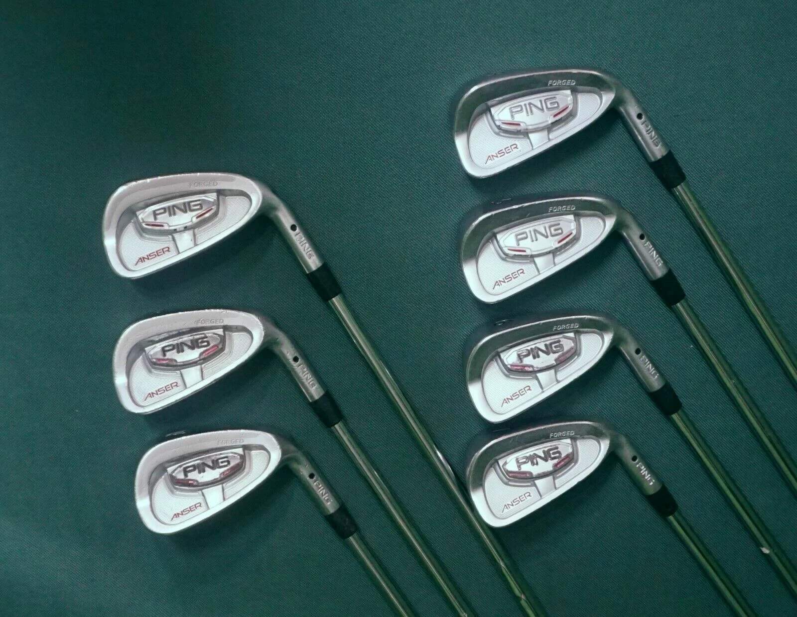 Lincs_golf Set Of 7 X Ping Anser Forged Black Dot Irons 4-PW Stiff Steel Shafts Mixed Grips 4 Lincs_golf Set Of 7 X Ping Anser Forged Black Dot Irons 4-PW Stiff Steel Shafts Mixed Grips - Image 2