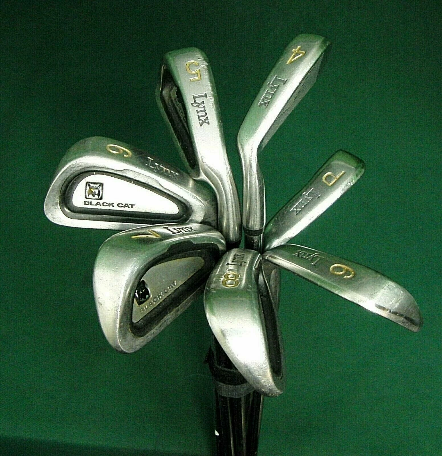 Lincs_golf Set Of 7 X Lynx Black Cat Irons 4-PW Regular Steel Shafts LYNX Grips 3 Lincs_golf Set Of 7 X Lynx Black Cat Irons 4-PW Regular Steel Shafts LYNX Grips